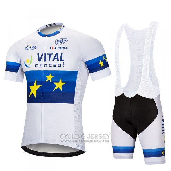 2018 Cycling Jersey Vital Concept White Blue Short Sleeve Salopette